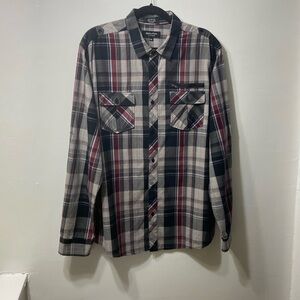 EIGHTY EIGHT,PLATINUM,LONG SLEEVE, RED,BLACK & GRAY,CHECKERED,MEN SHIRT,SIZE XXL